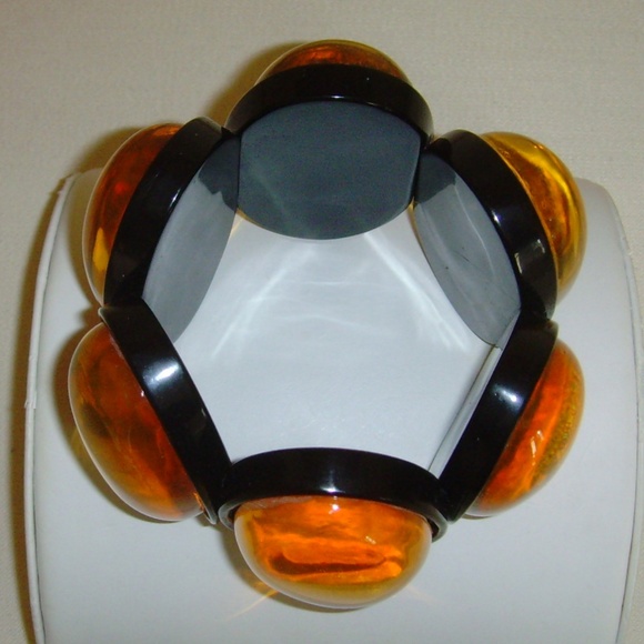 Gerda Lynggaard MONIES Amber Lucite and Animal Print Themed Statement Bracelet - Picture 16 of 16